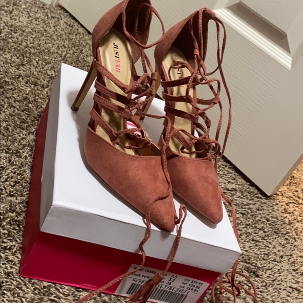 Rose colored Just Fab heels